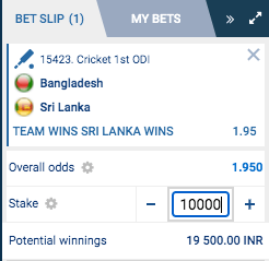 1xbet betting slvsban 1st odi